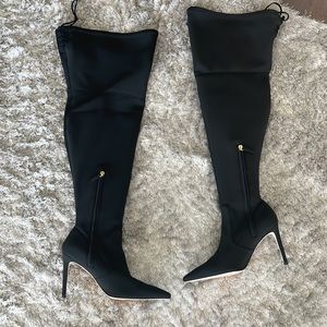 Worn 1 time Good American Over the Knee boots, Black. Wide width.